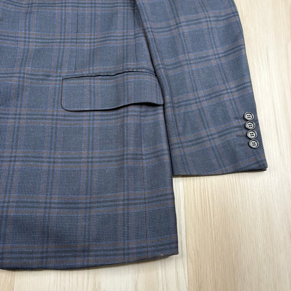 Canali For Bloomingdales Wool Lana Sport Coat Italy Windowpane 2 Button Size 38R - Picture 9 of 16